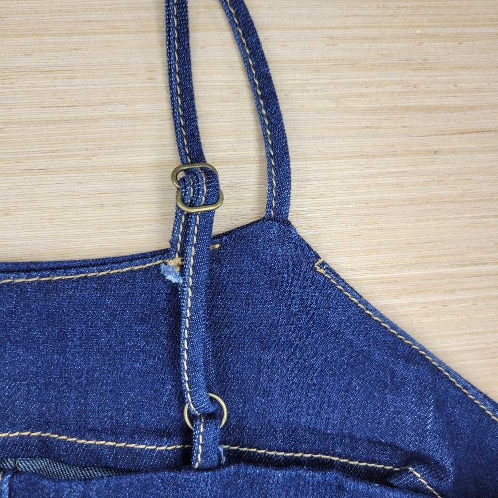 ​Sincerely Jules Denim Corset Crop Top L Dark Wash Adjustable Straps Festival - Picture 3 of 12